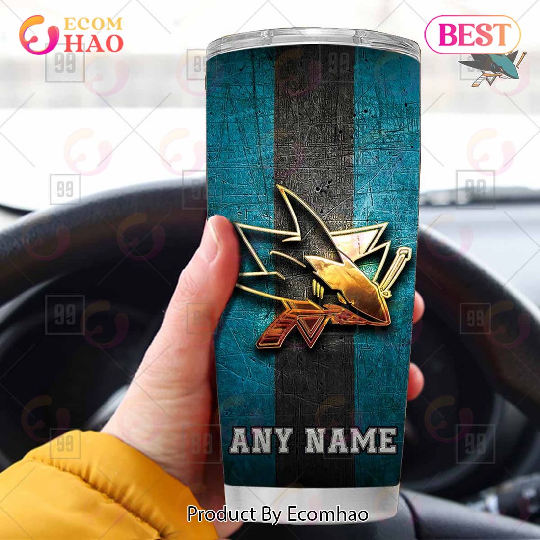 Personalized NHL San Jose Sharks Old Metal Tumbler