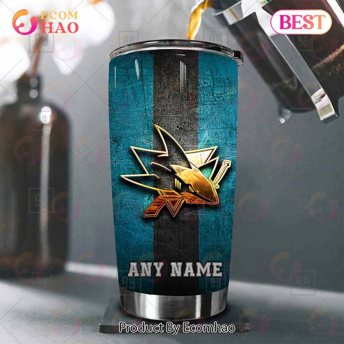 Personalized NHL San Jose Sharks Old Metal Tumbler