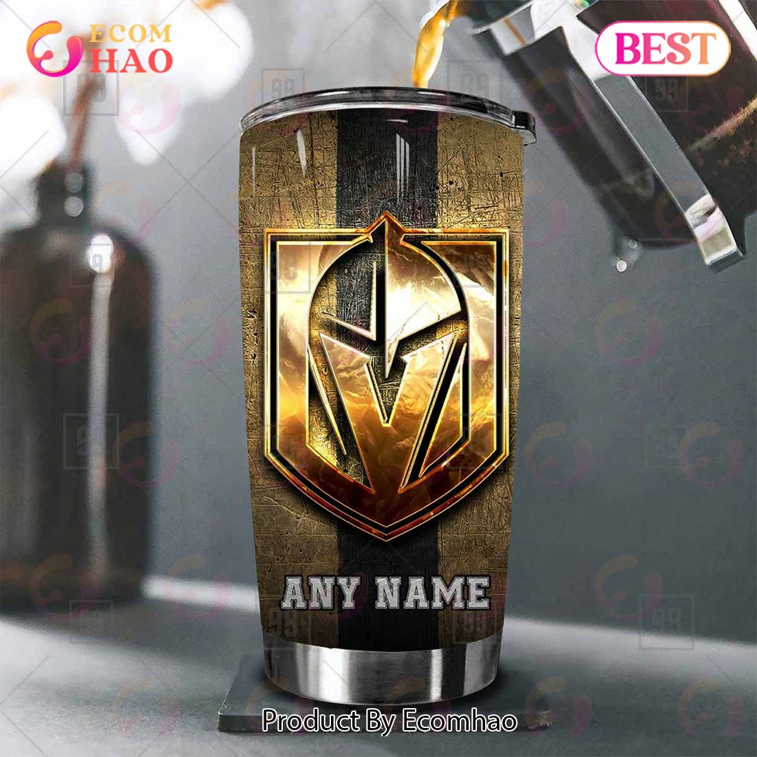 Personalized NHL Vegas Golden Knights Old Metal Tumbler