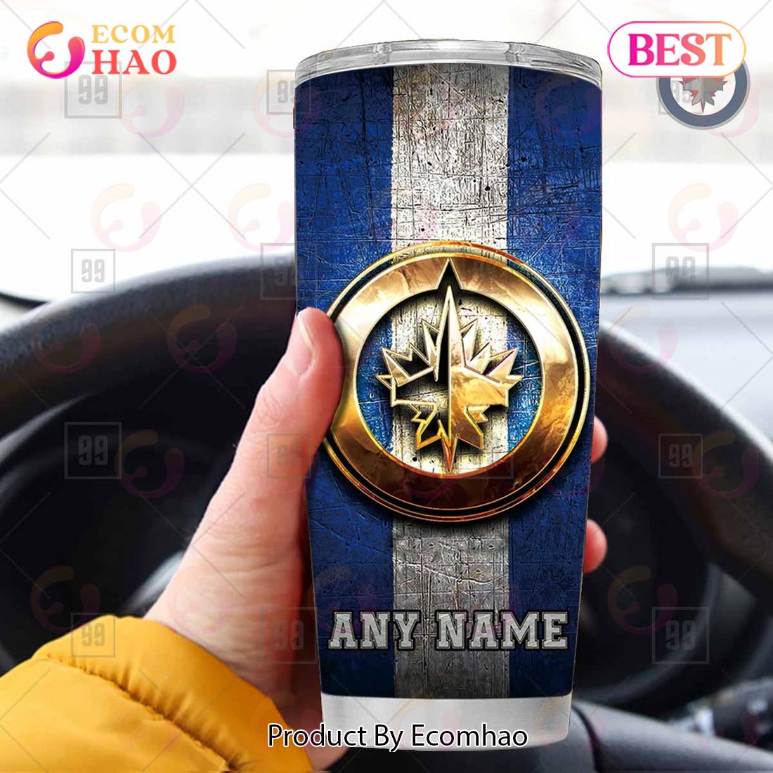 Personalized NHL Winnipeg Jets Old Metal Tumbler