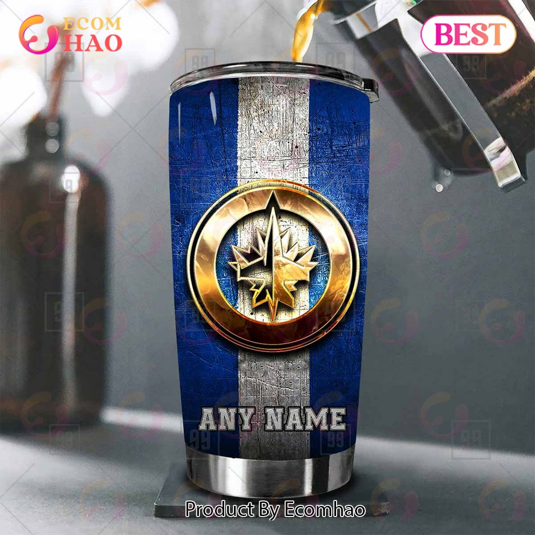 Personalized NHL Winnipeg Jets Old Metal Tumbler