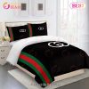 Gucci Bedding Set Black Grey Gold Luxury Bed Sheets Home Decoration