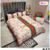 Gucci Bedding Set Black White And Red Logo Luxury Bed Sheets Home Decoration