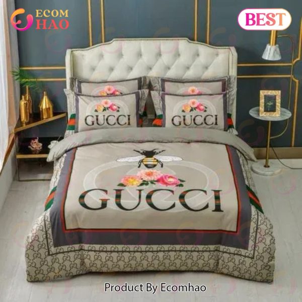 Gucci Bee Flower Luxury Brand High-End Bedding Sets Bedroom Decor Thanksgiving Decorations For Home Best Luxury Bed Sets