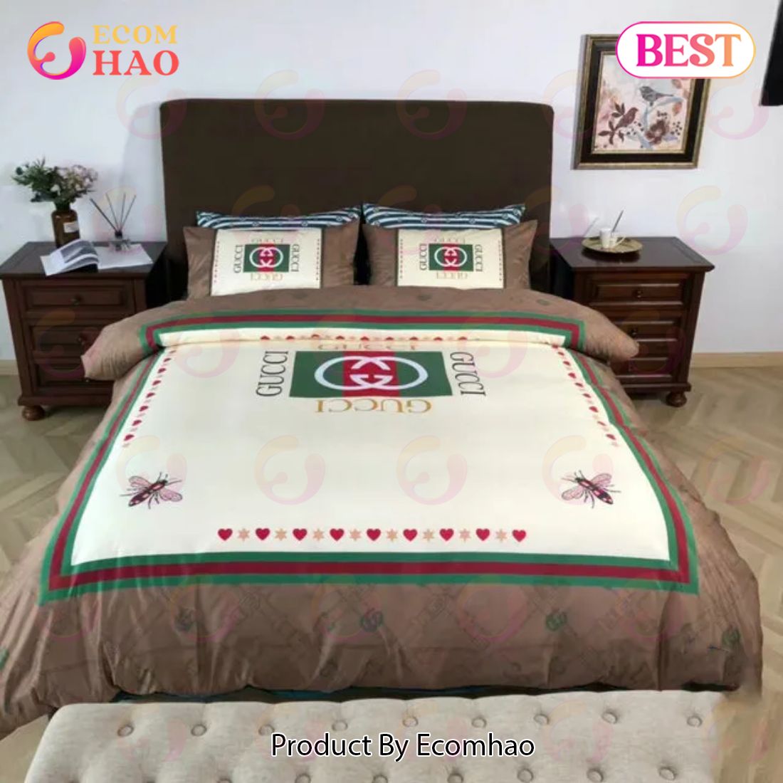 Gucci Bee Heart Luxury Brand Bedding Sets Bedspread Duvet Cover Set Bedroom Decor Thanksgiving Decorations For Home Best Luxury Bed Sets Luxury Items