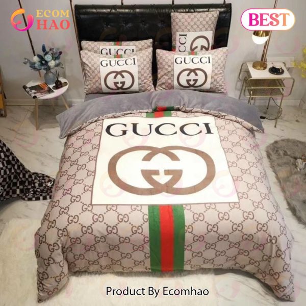 Gucci Beige Luxury Brand High-End Bedding Sets Bedroom Decor Thanksgiving Decorations For Home Best Luxury Bed Sets