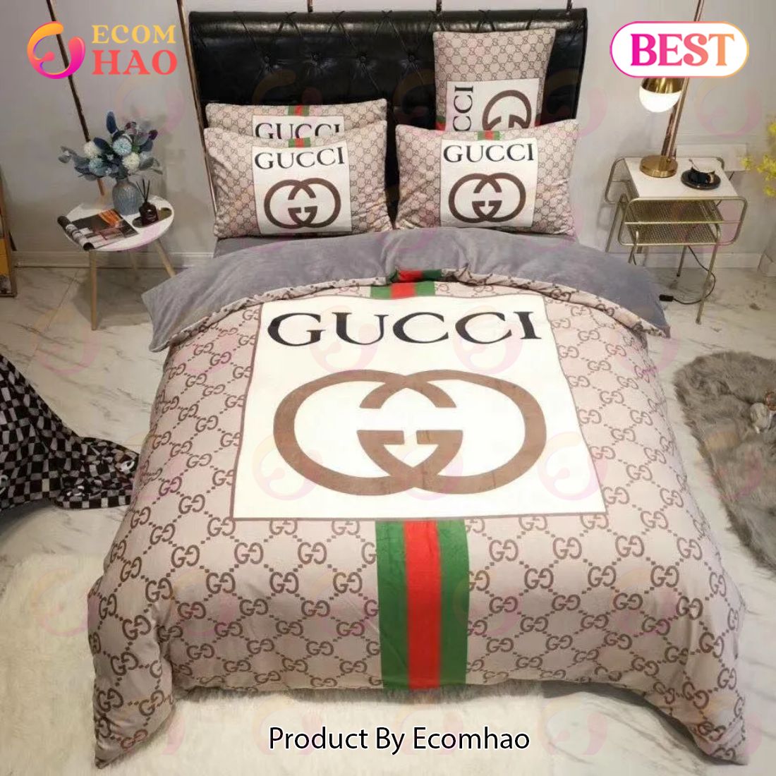 Gucci Beige Luxury Brand High-End Bedding Sets Bedroom Decor Thanksgiving  Decorations For Home Best Luxury Bed Sets - Ecomhao Store