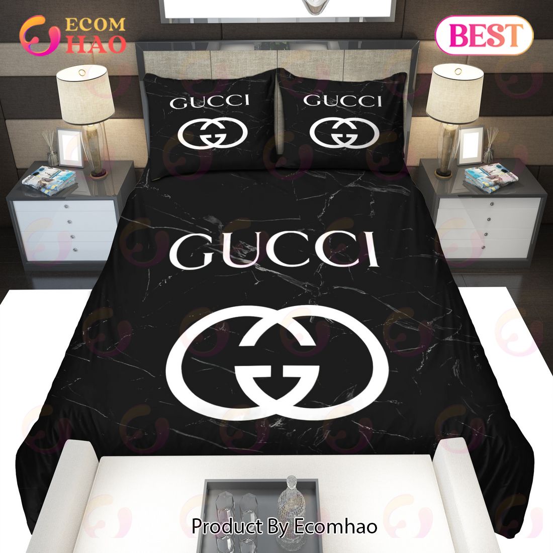 Gucci Black Marble Marmor Bedding Sets Home Decoration Luxury Items