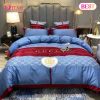 Gucci Blue Fashion Logo Luxury Brand Bedding Sets Bedroom Decor Thanksgiving Decorations For Home