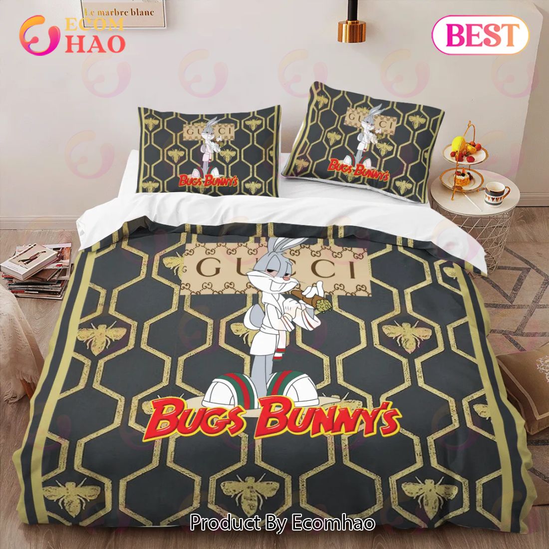 Gucci Bugs Bunny Luxury Brand High-End Bedding Sets Bedroom Decor Thanksgiving Decorations For Home Best Luxury Bed Sets Luxury Items