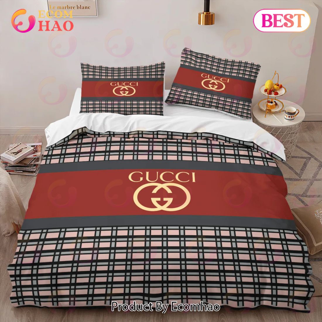 Gucci Caro Fashion Logo Premium Luxury Brand High-End Bedding Sets Lv Bedroom Decor Thanksgiving Decorations For Home Best Luxury Bed Sets Luxury Items