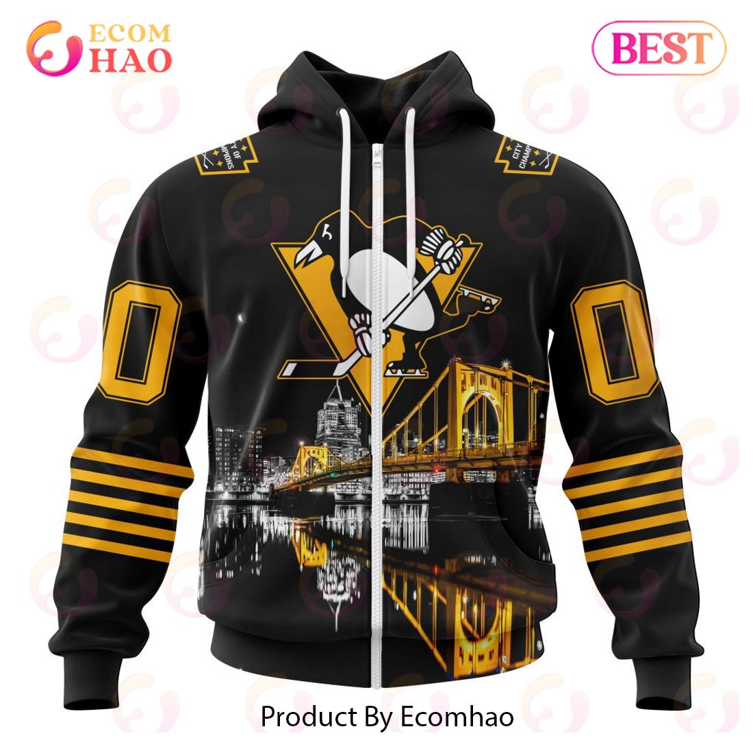 NHL Pittsburgh Penguins City Of The Champions – Steel City Design 3D Hoodie