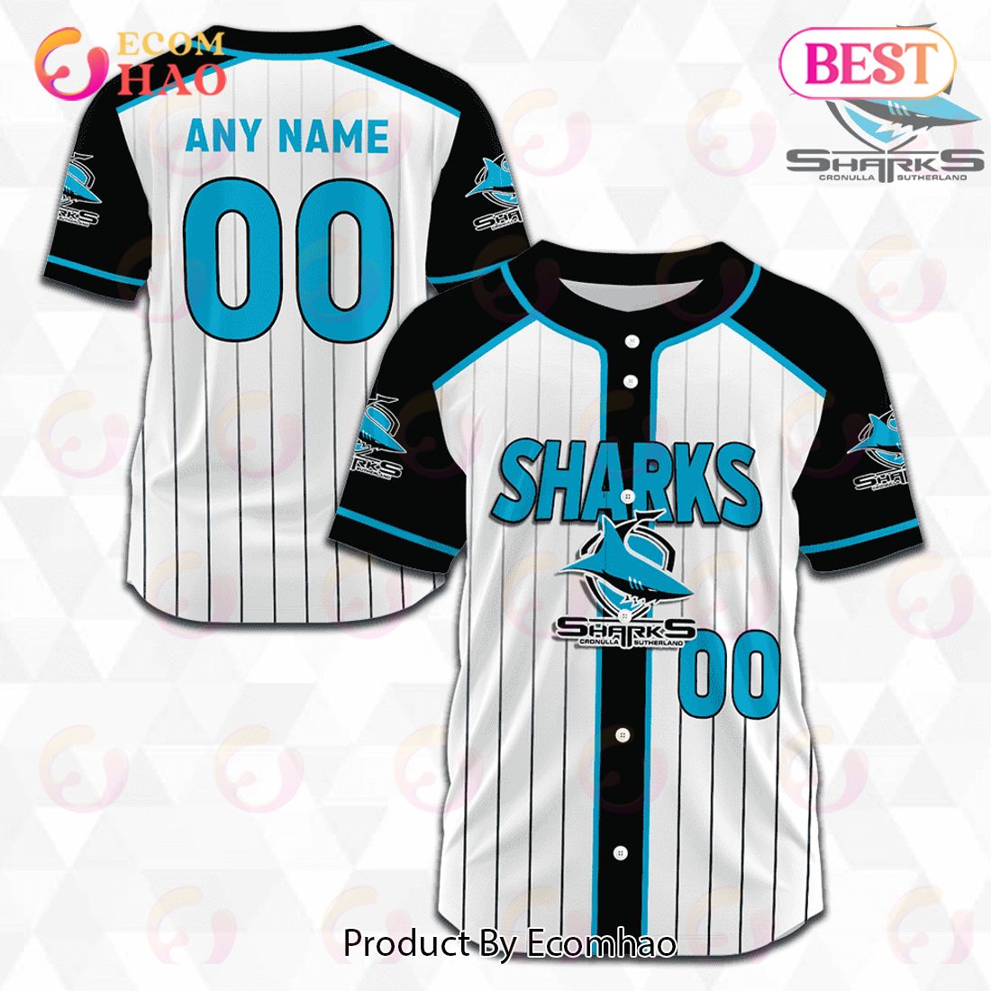 NRL Cronulla Sutherland Sharks Baseball Jerseys 2023 Personalized