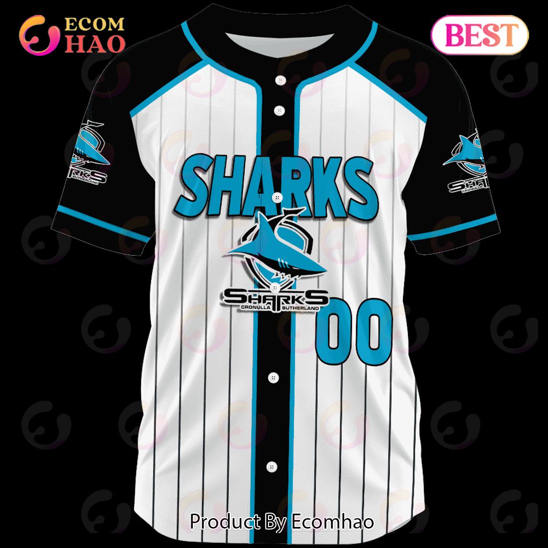 NRL Cronulla Sutherland Sharks Baseball Jerseys 2023 Personalized