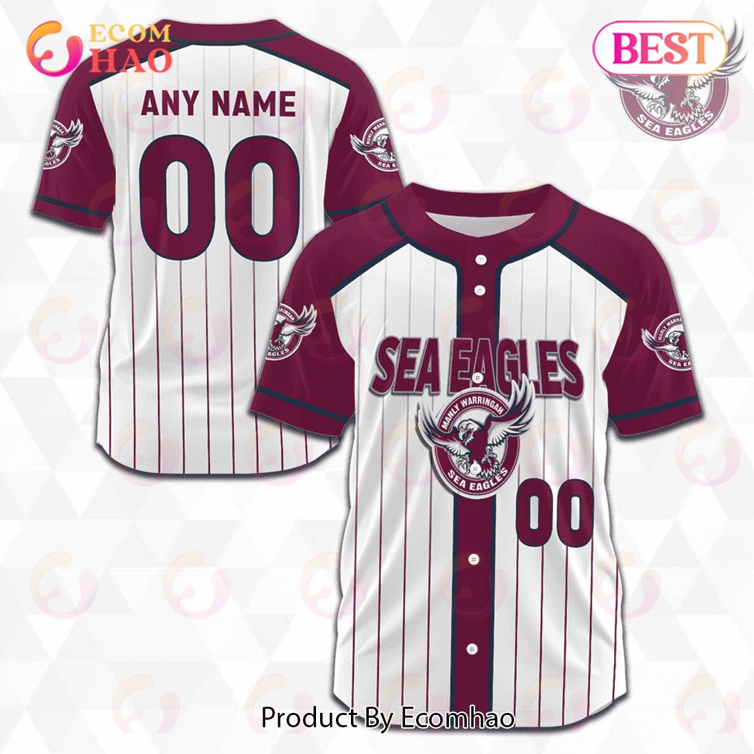 Manly Warringah Sea Eagles Custom Name & Number NRL Baseball Jersey Best  Gift For Men And Women Fans