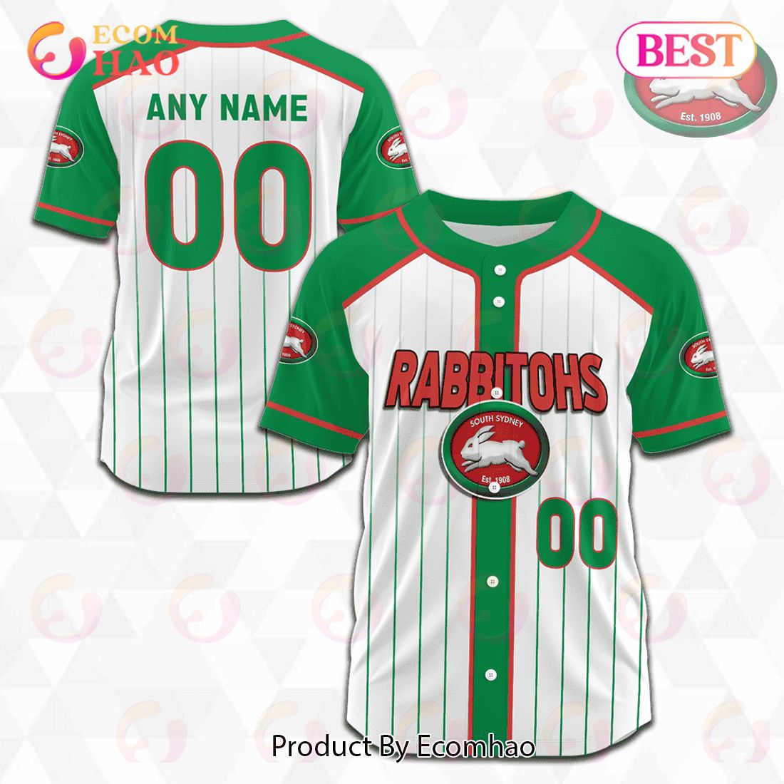 NRL South Sydney Rabbitohs Baseball Jerseys 2023 Personalized