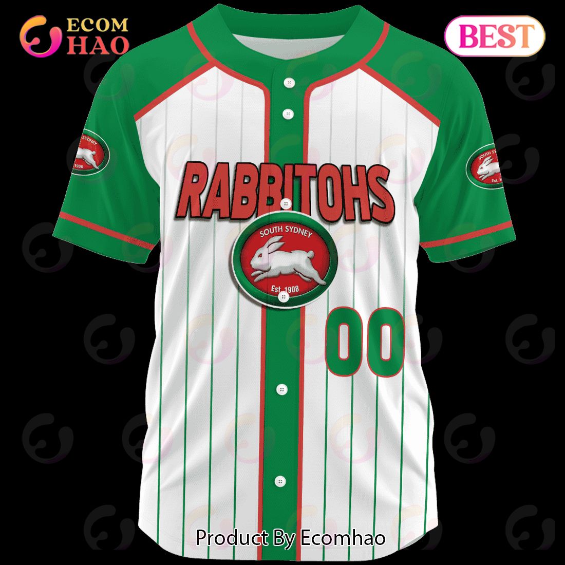 NRL South Sydney Rabbitohs Baseball Jerseys 2023 Personalized