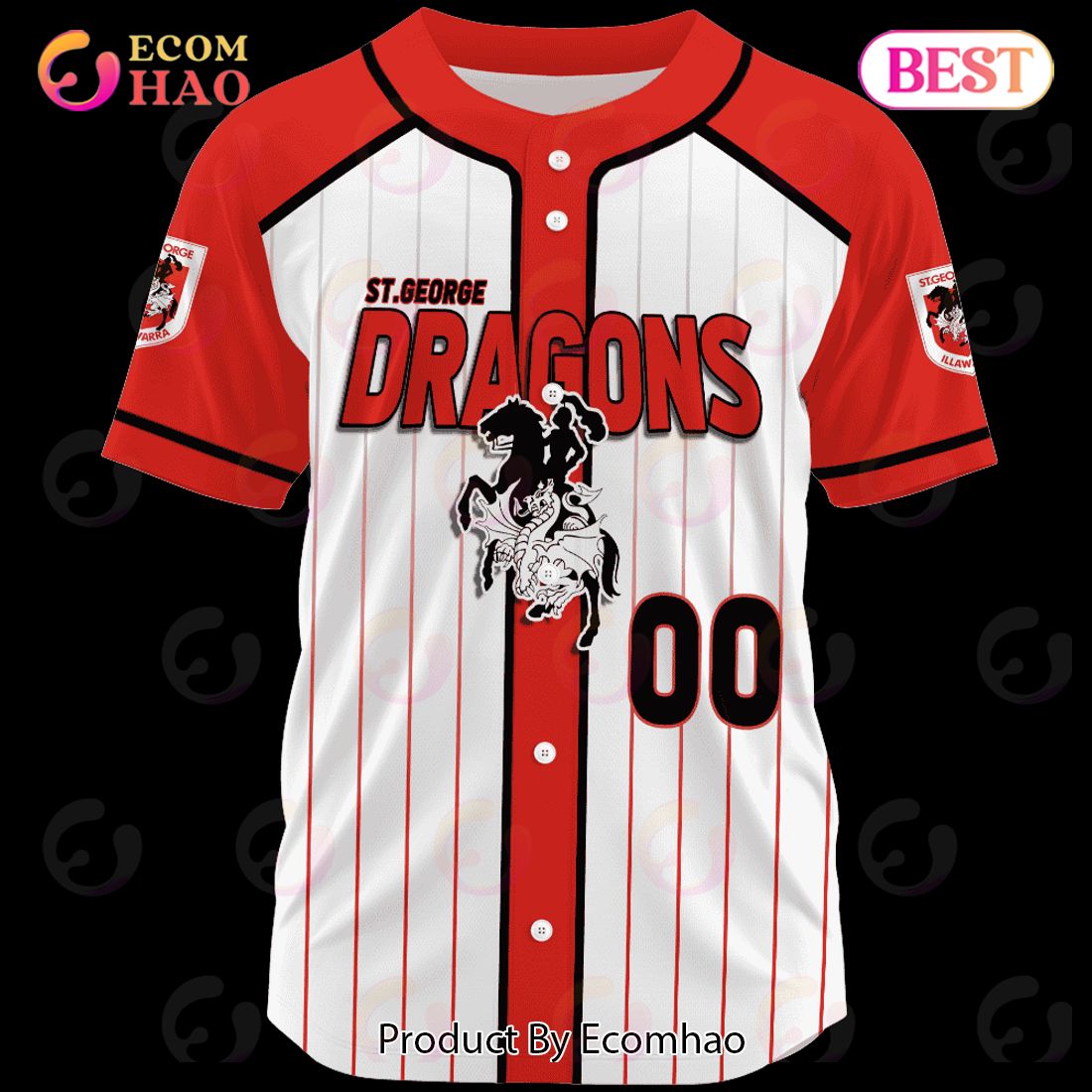 NRL St George Illawarra Dragons Baseball Jerseys 2023 Personalized