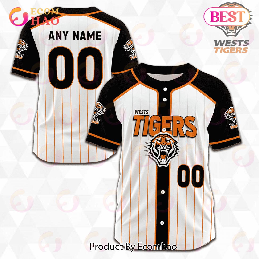 Wests Tigers Custom Name & Number NRL Baseball Jersey Best Gift