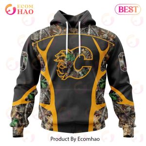 NHL Calgary Flames Special Camo Hunting Design 3D Hoodie