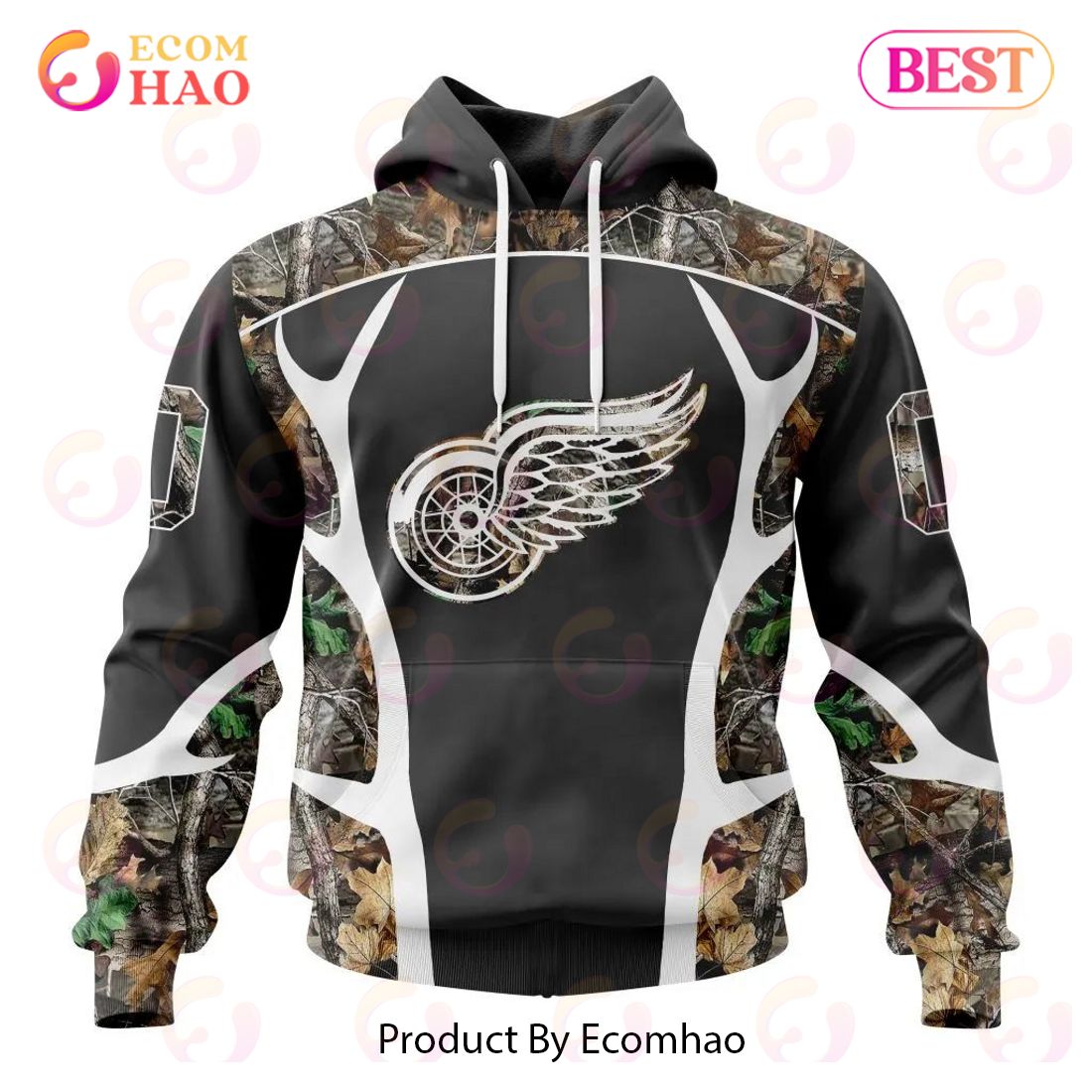 NHL Detroit Red Wings Special Camo Hunting Design 3D Hoodie