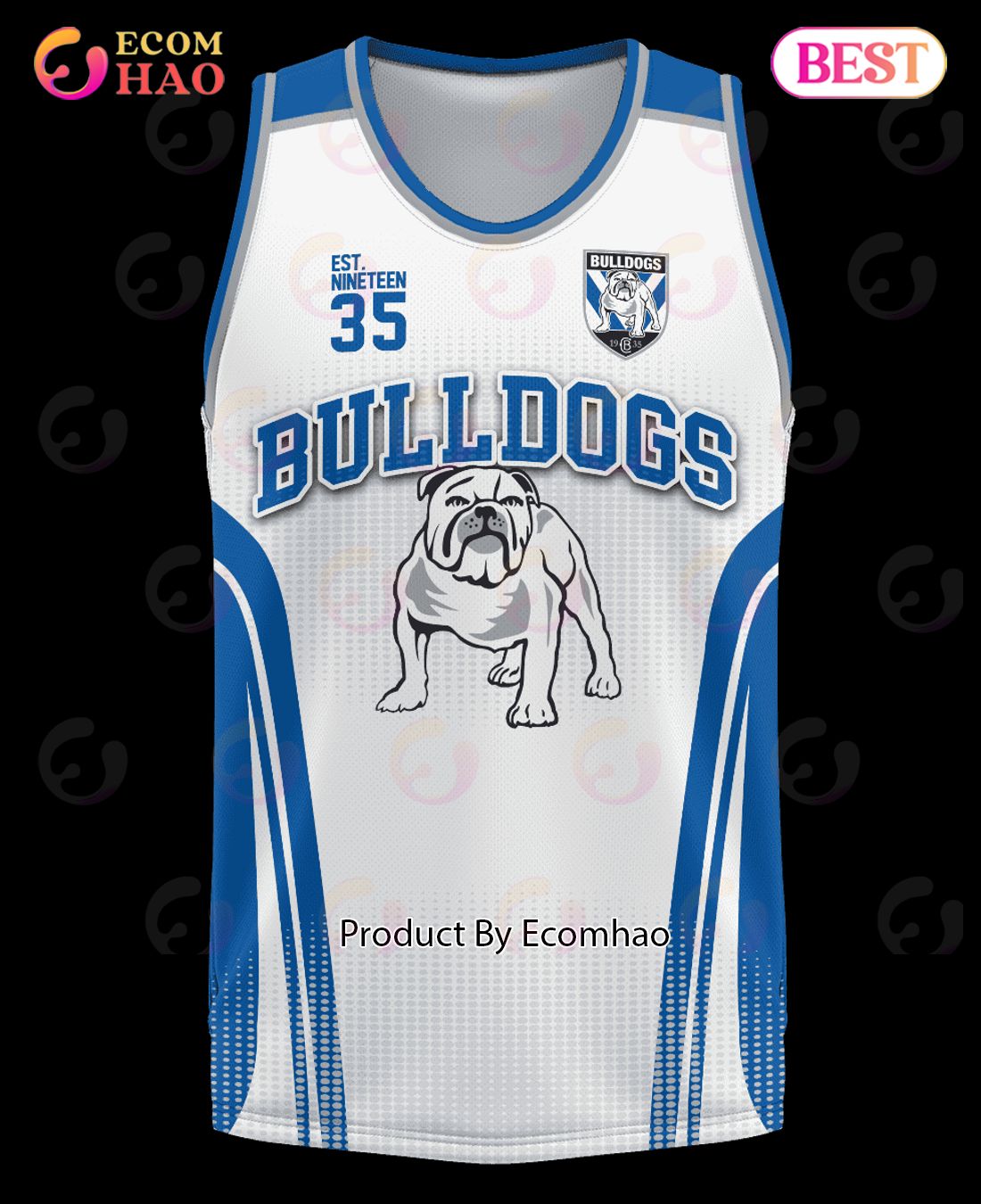 NRL Canterbury Bankstown Bulldogs Basketball Jerseys Tanktop 2023 Personalized