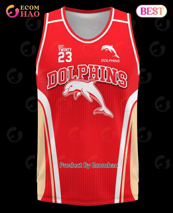 NRL Dolphins Basketball Jerseys Tanktop 2023 Personalized