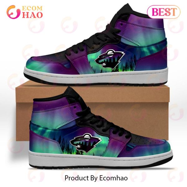 NHL Minnesota Wild Special Design With Northern Lights Air Jordan Sneakers