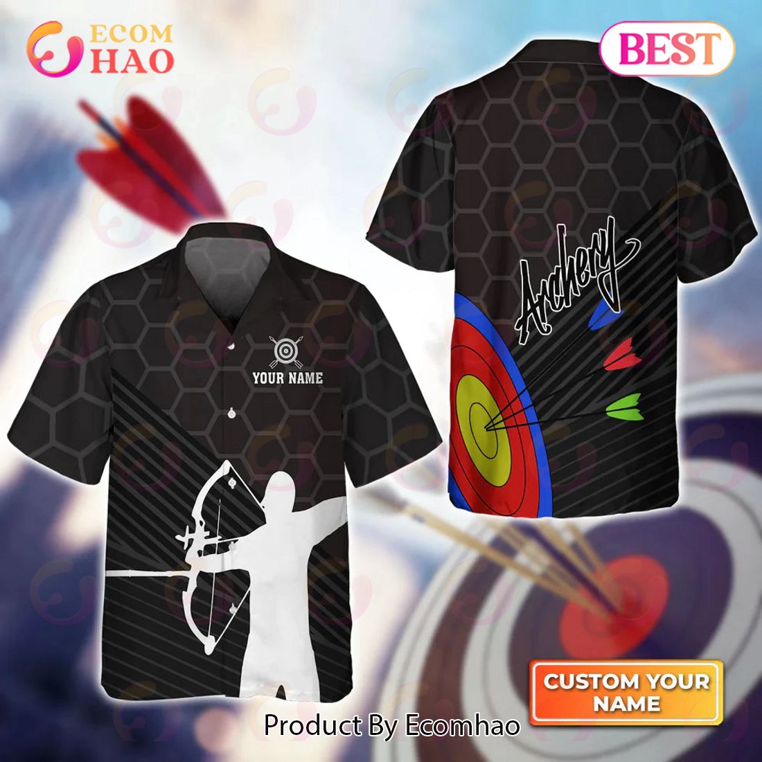 Maxcorners Archery Hello Darkness My Old Friend Personalized Name 3D Hawaiian Shirt