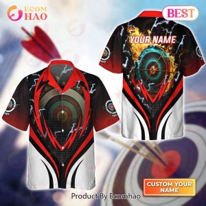 Maxcorners Archery Target Board On Flame 3D Hawaiian Shirt