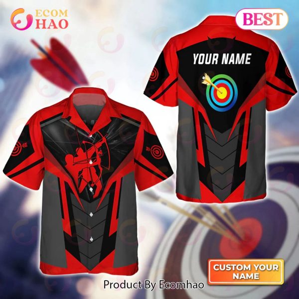 Maxcorners Archery Target Sign Colorful Personalized Name 3D Hawaiian Shirt