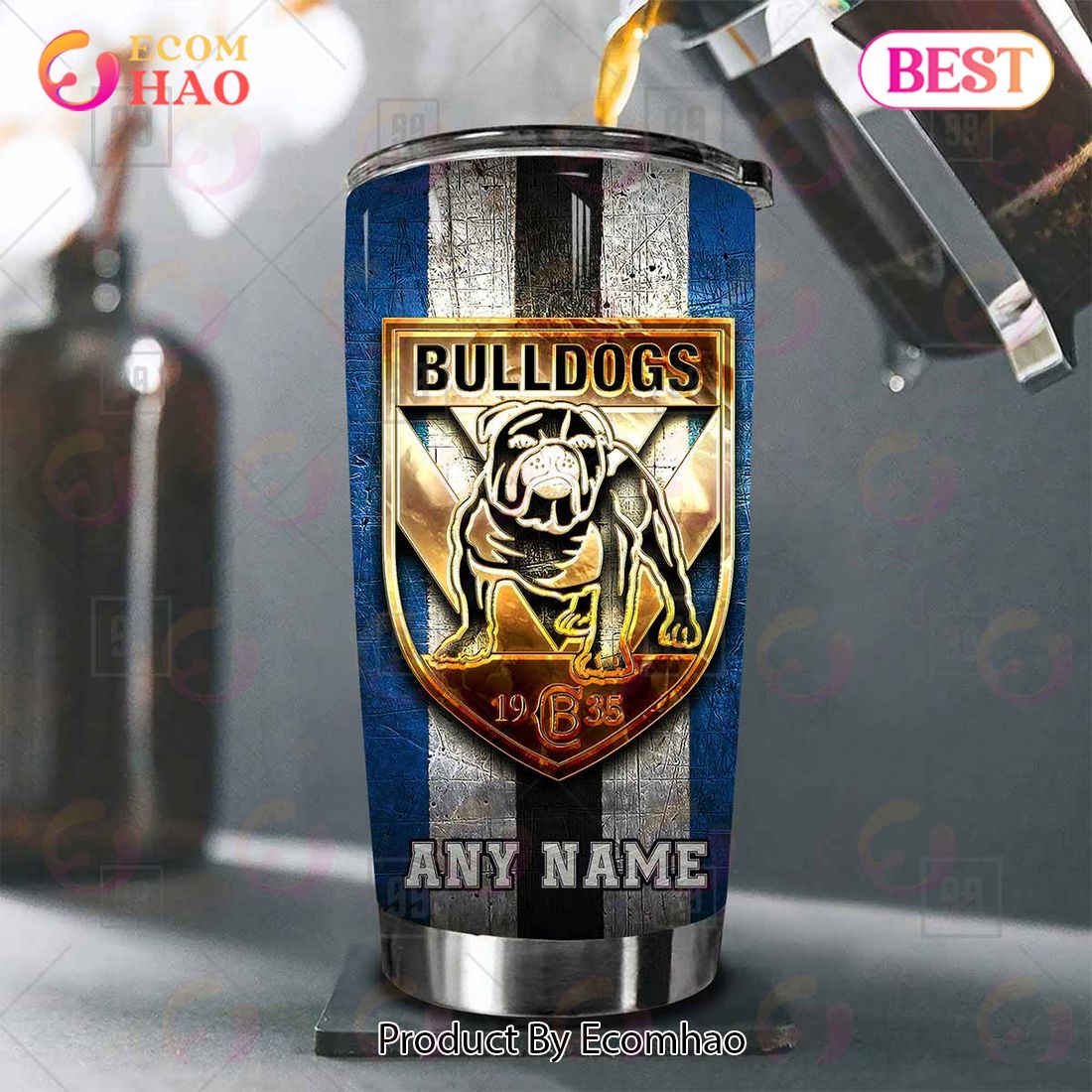 Personalized NRL Canterbury Bankstown Bulldogs Old Metal Tumbler