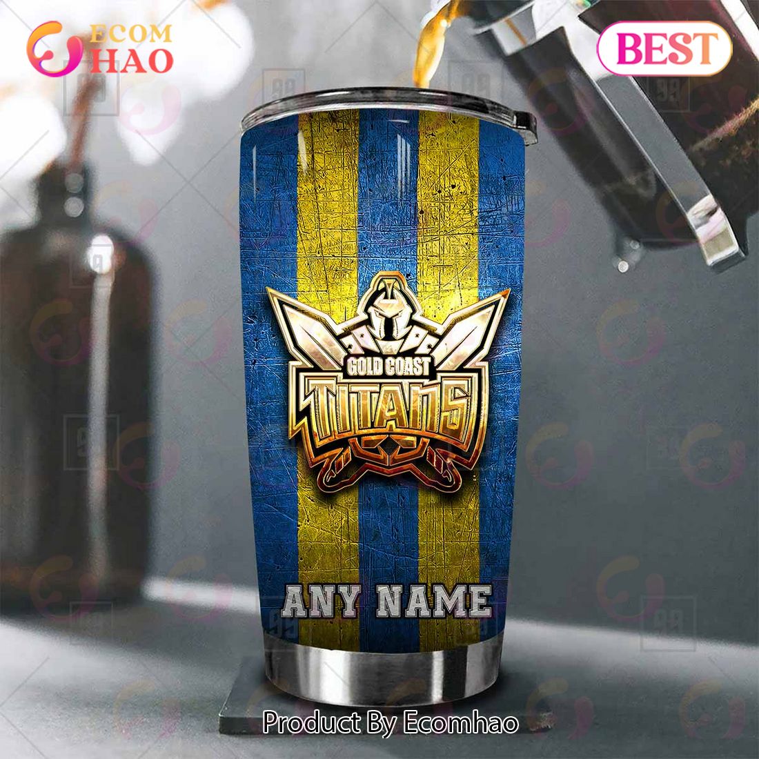 Personalized NRL Gold Coast Titans Old Metal Tumbler