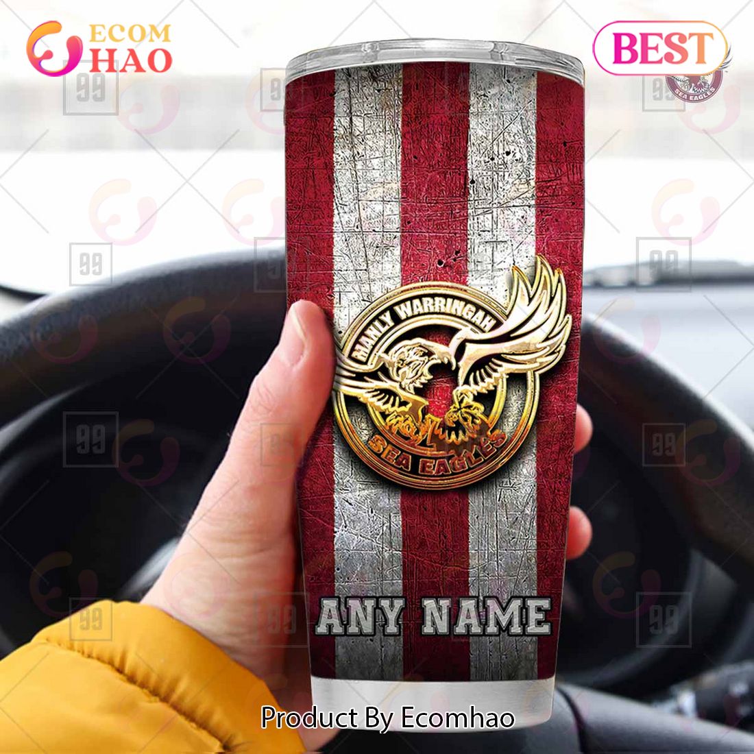 Personalized NRL Manly Warringah Sea Eagles Old Metal Tumbler