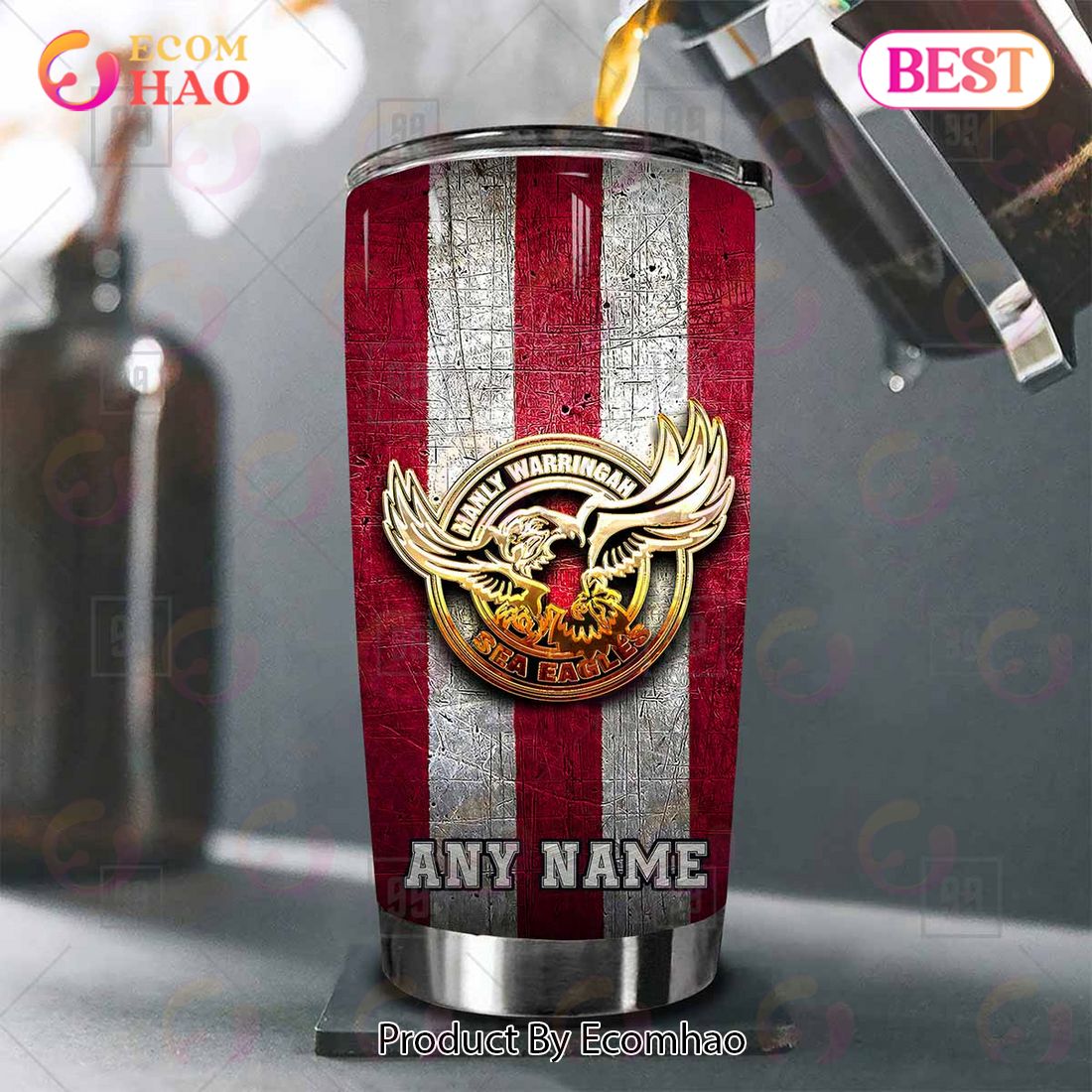 Personalized NRL Manly Warringah Sea Eagles Old Metal Tumbler