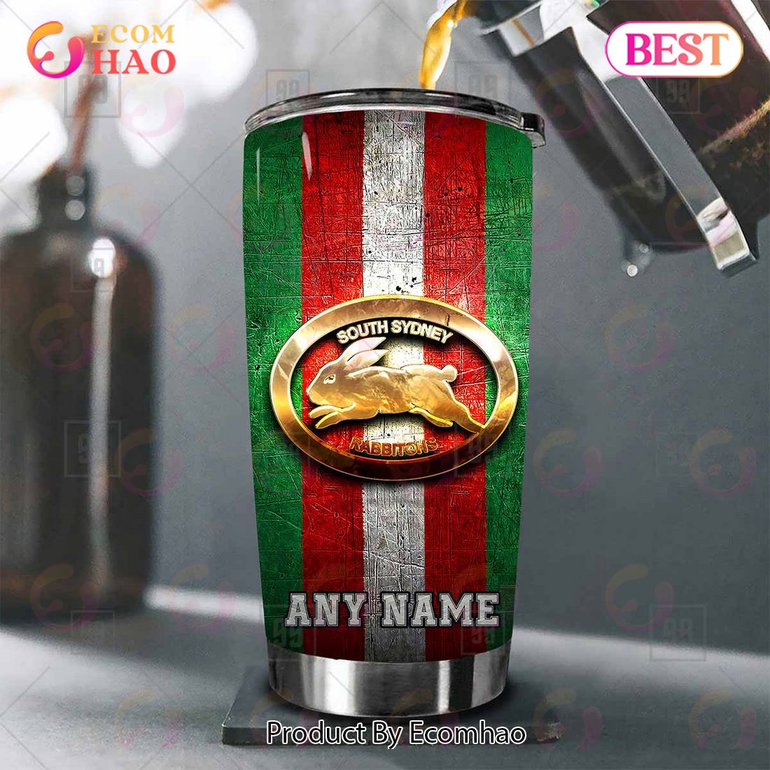 Personalized NRL South Sydney Rabbitohs Old Metal Tumbler