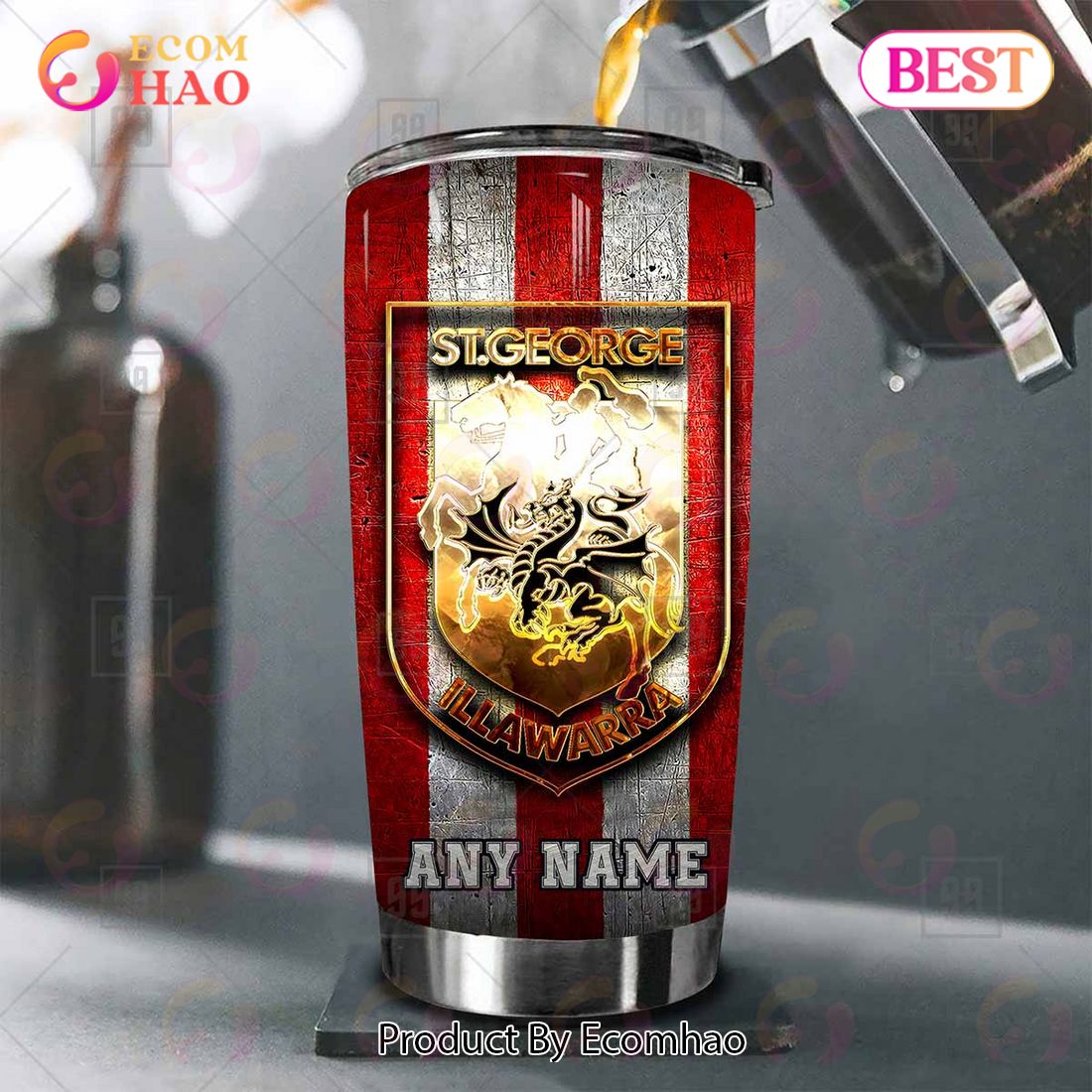 Personalized NRL St. George Illawarra Dragons Old Metal Tumbler