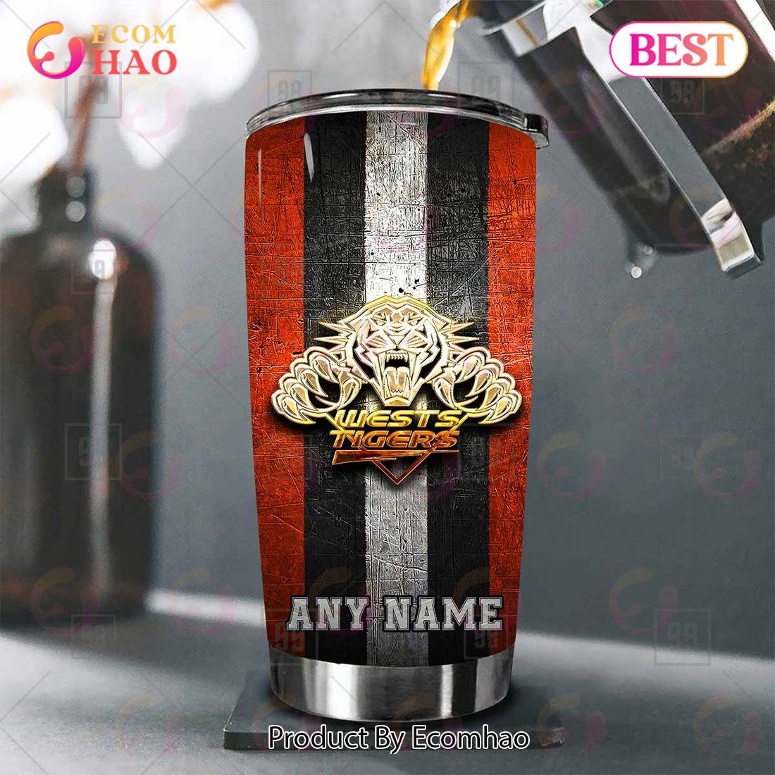 Personalized NRL Wests Tigers Old Metal Tumbler