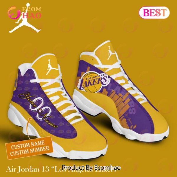 Los Angeles Lakers Personalized Name And Number Air Jordan 13 Shoes