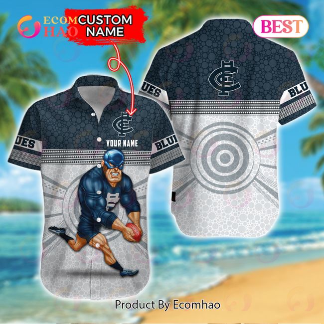 AFL Carlton Blues Custom Name Hawaiian Shirt