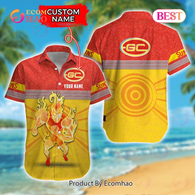 AFL Gold Coast Suns Custom Name Hawaiian Shirt