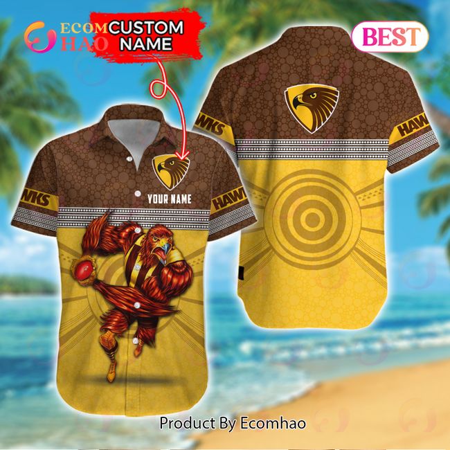 AFL Hawthorn Hawks Custom Name Hawaiian Shirt