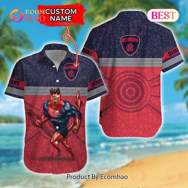 AFL Melbourne Demons Custom Name Hawaiian Shirt