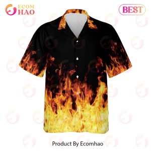 Maxcorners Button-Down Flame Personalized Name Hawaiian Shirt