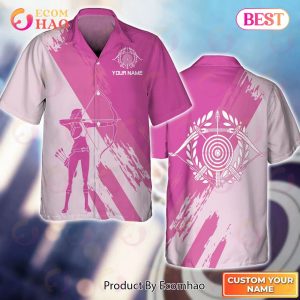 Maxcorners Female Archer Silhouette Pink 3D Hawaiian Shirt