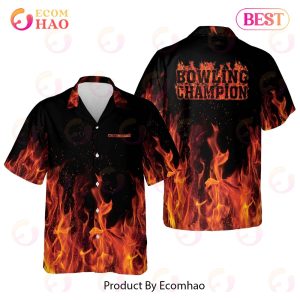 Maxcorners Flame Bowling Button-Down Personalized Name Hawaiian Shirt