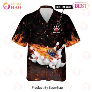 Maxcorners Flame Bowling Gutter Gang Personalized Name Hawaiian Shirt