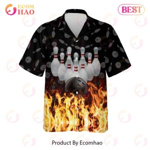 Maxcorners Flame Skull Button-Down Personalized Name Hawaiian Shirt