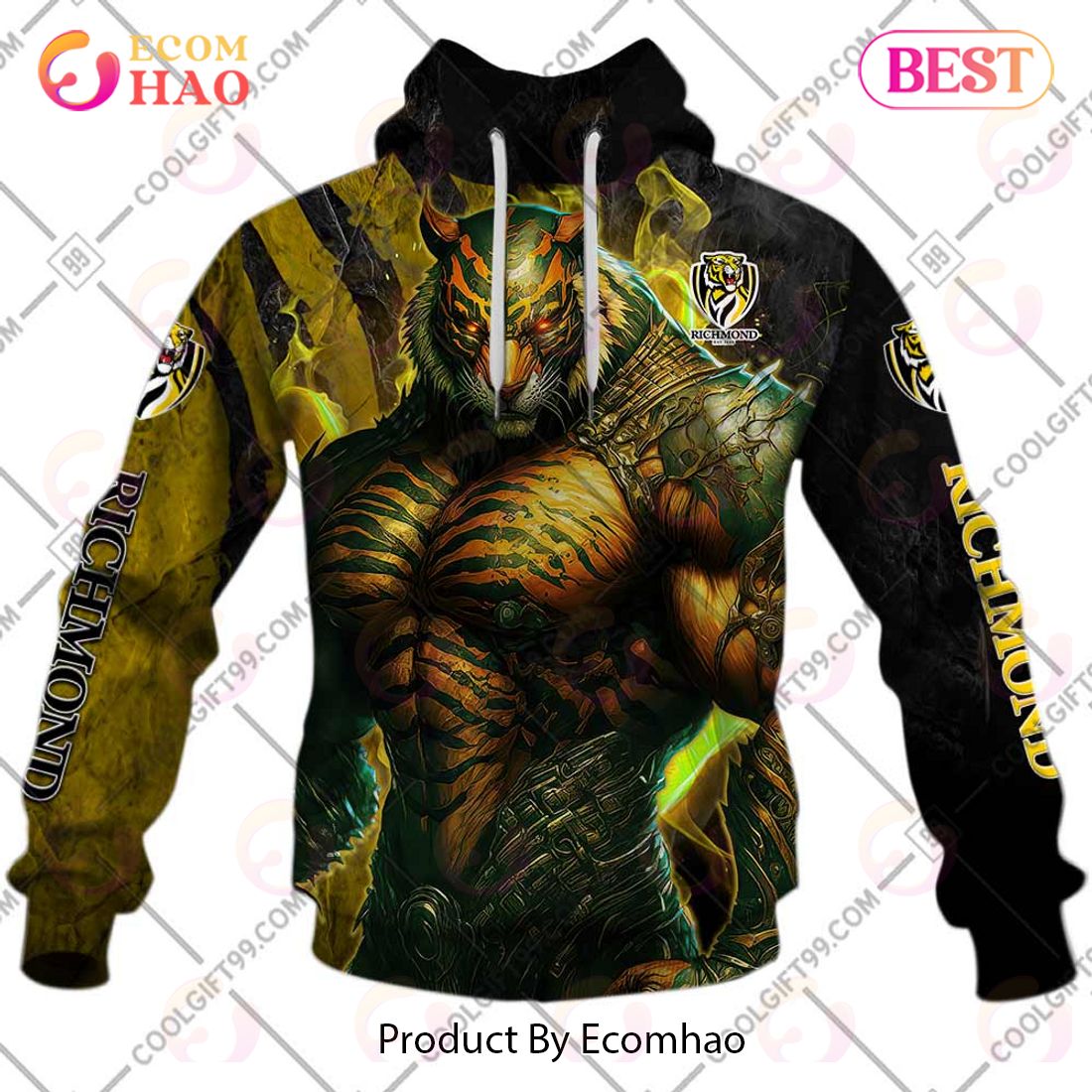 Personalized AFL Richmond Tigers Warrior 3D Hoodie