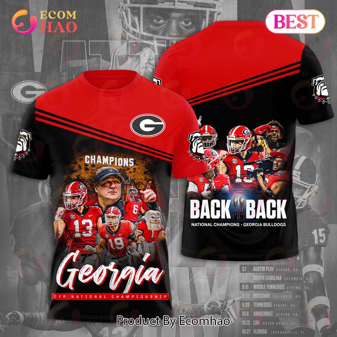 Georgia Bulldogs Back To Back National Champions 3D Hoodie